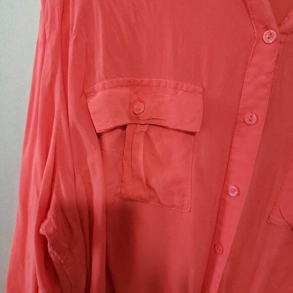 a.n.a Button up Blouse Coral Pink Sixe 1X - Picture 8 of 10
